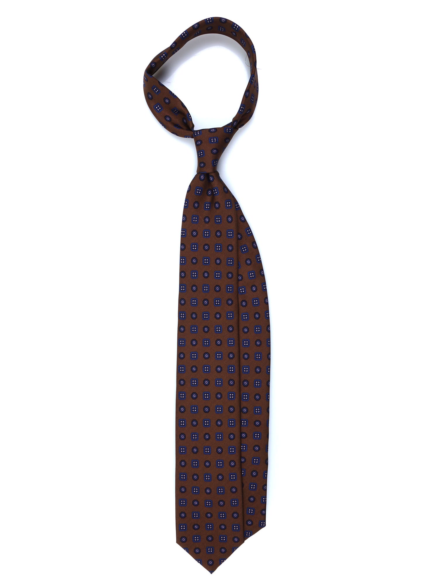 SAMANTHA 7-fold tie in English printed silk Brown