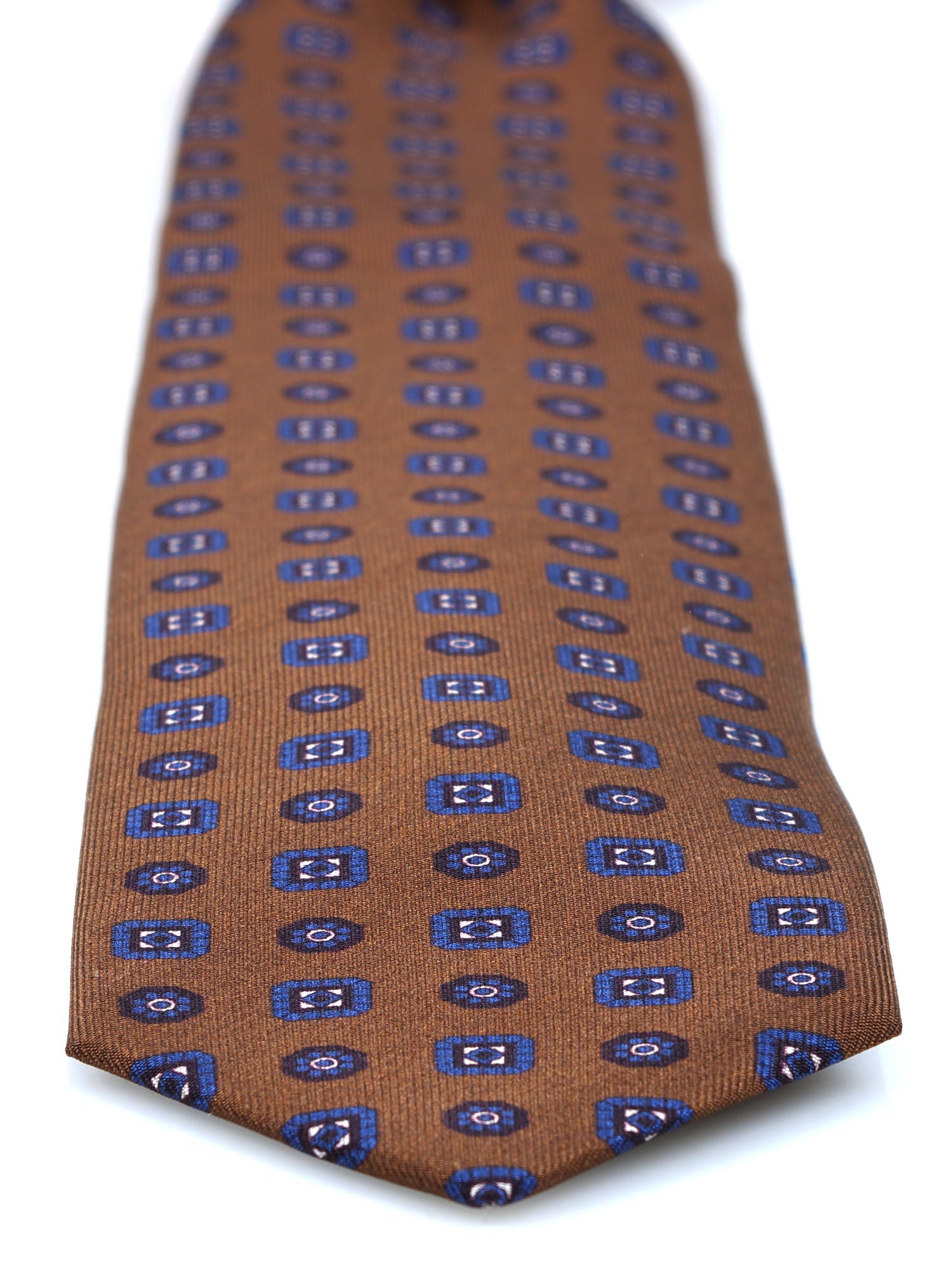 SAMANTHA 7-fold tie in English printed silk Brown