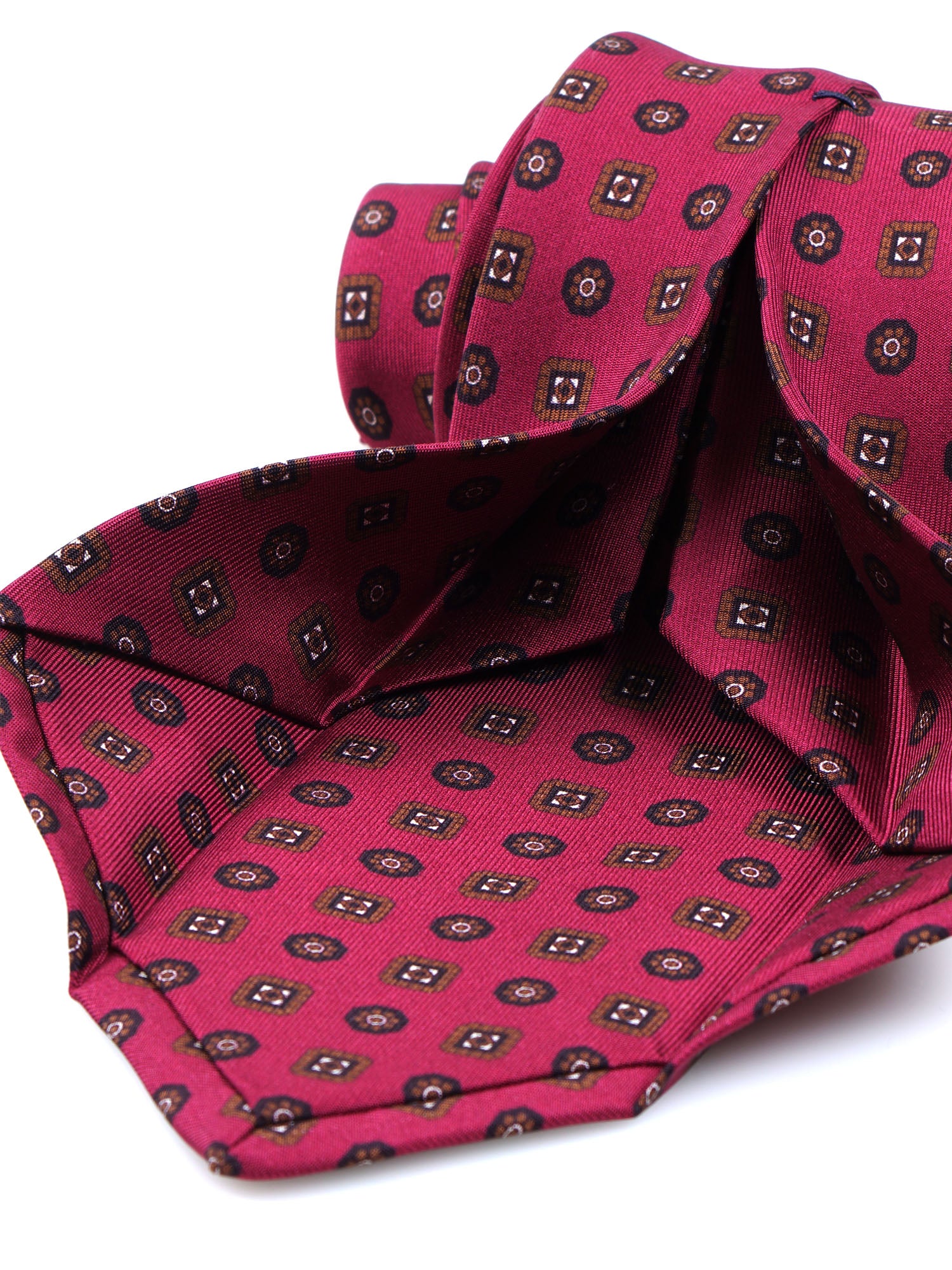 SAMANTHA 7-fold tie in English printed silk Brown