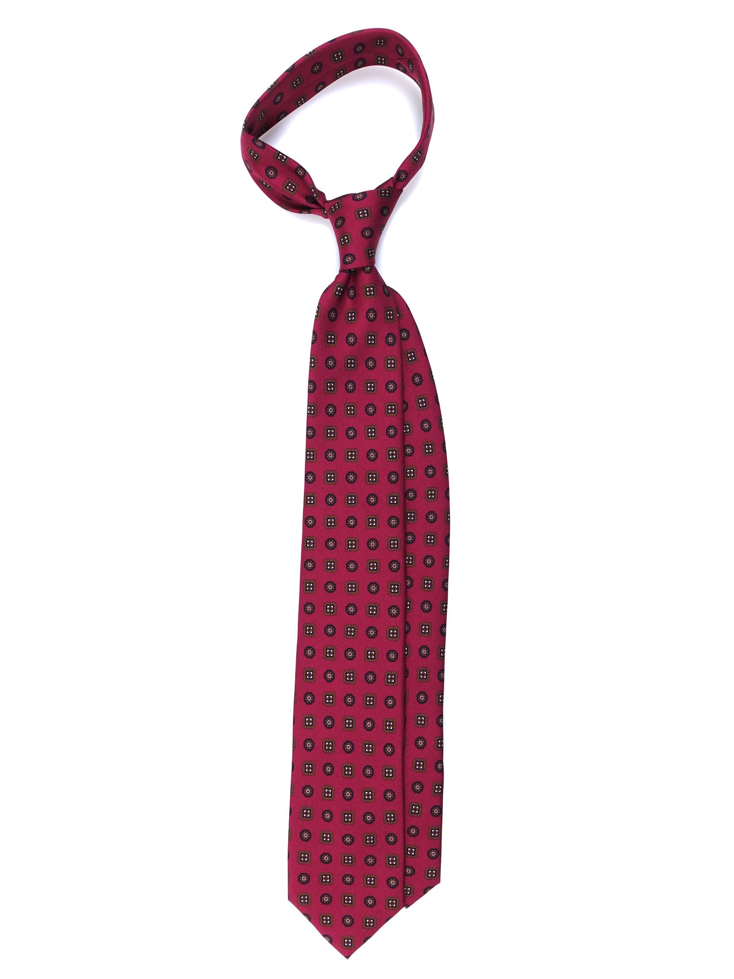 SAMANTHA 7-fold tie in English printed silk Brown