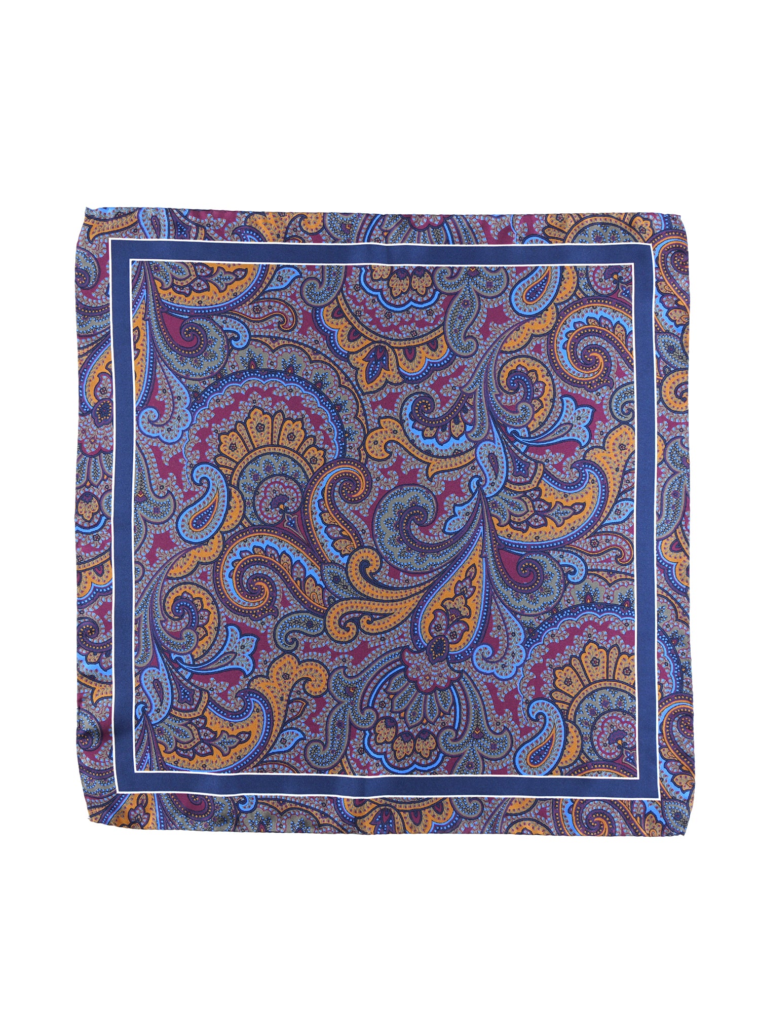 Fazzoletto da taschino 45x45cm blu in seta stampata DINA