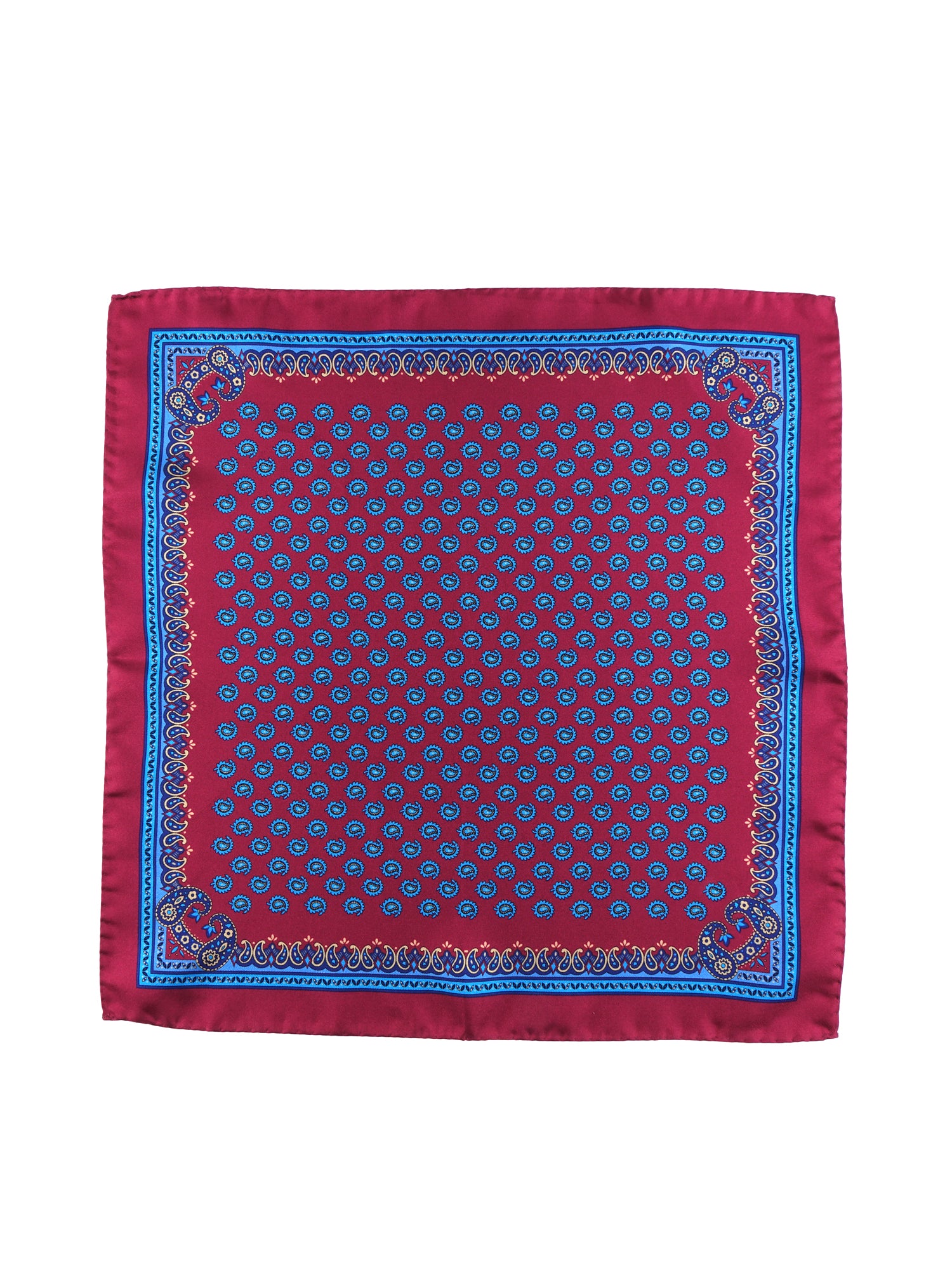 XL Pocket Square in Pure Silk Printed Celeste