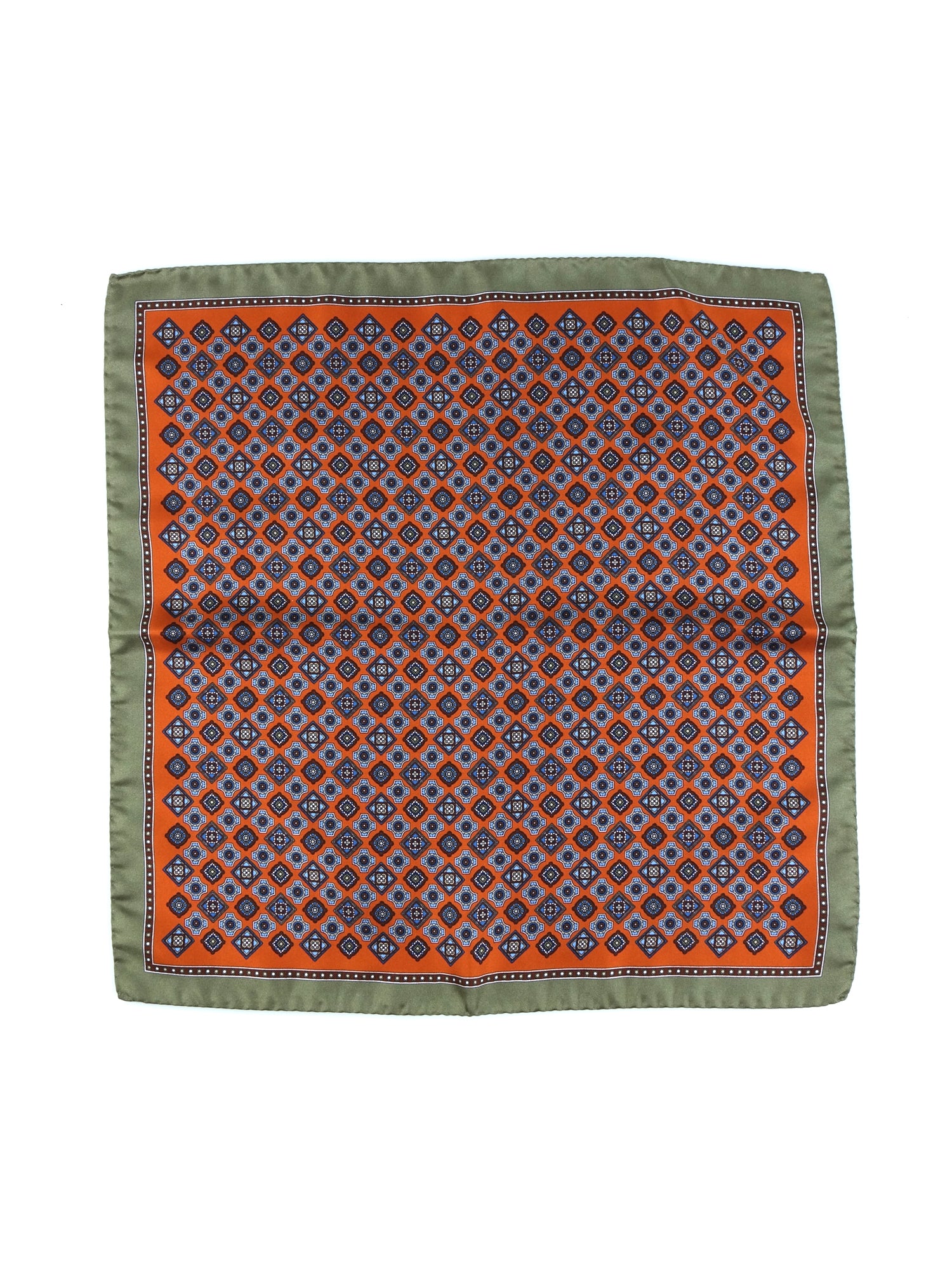 DANIELE XL Orange Printed Silk Pocket Square