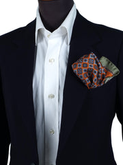 DANIELE XL Orange Printed Silk Pocket Square