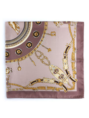 Beige scarf 90x90cm in ANGELS printed silk