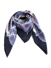 Black scarf 90x90cm in LADY BUGS printed silk