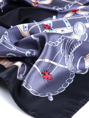 Black scarf 90x90cm in LADY BUGS printed silk