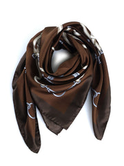 Foulard marrone 90x90cm in seta stampata REINS