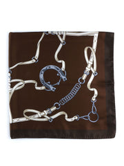 Foulard marrone 90x90cm in seta stampata REINS