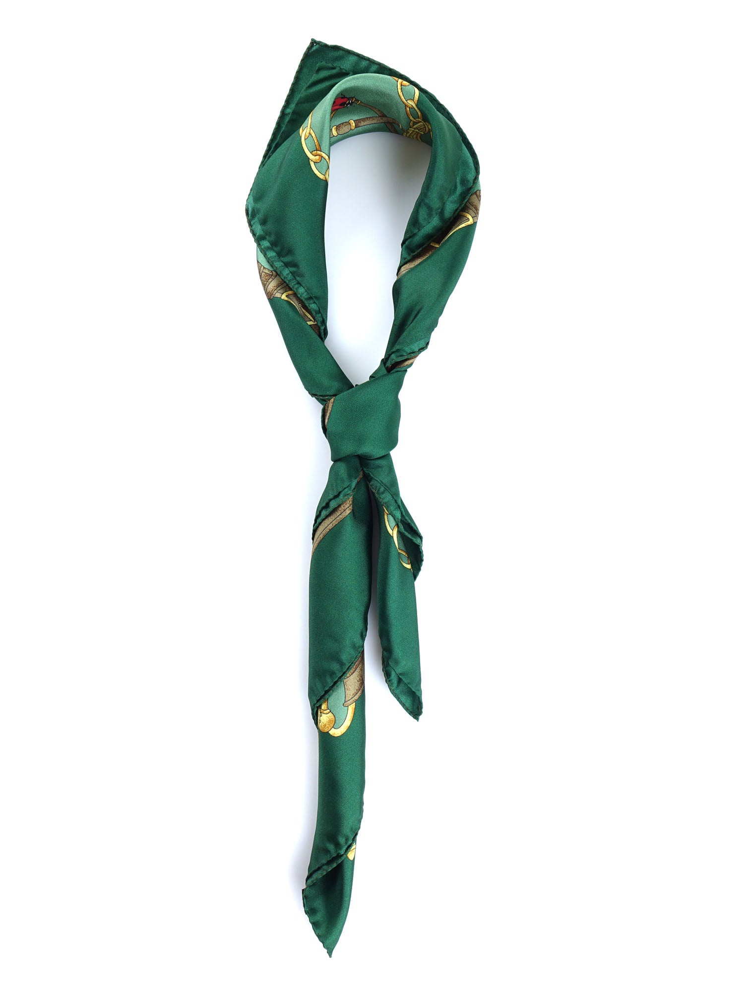 Green scarf 90x90cm in LADY BUGS printed silk