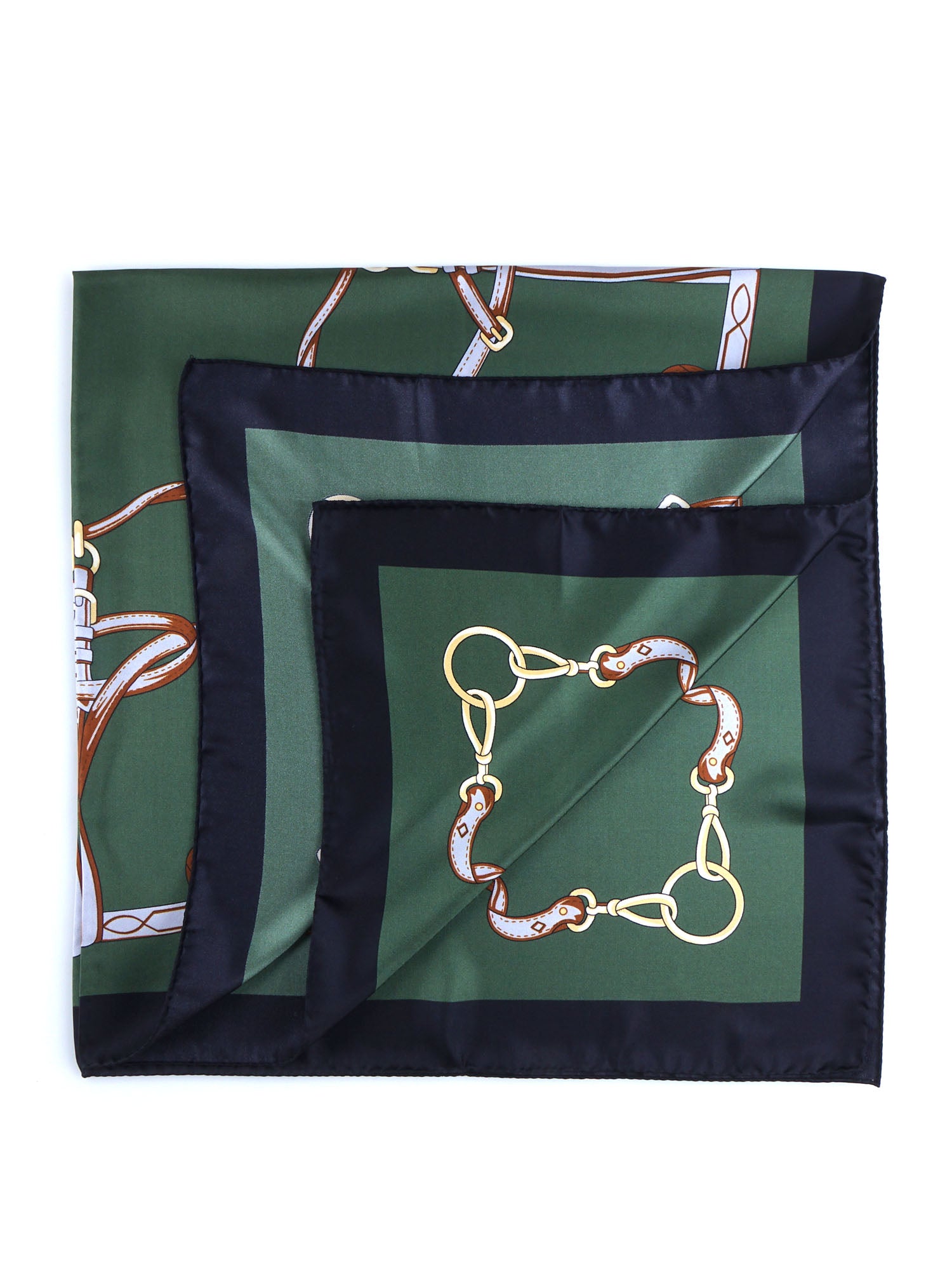 Green scarf 90x90cm in REINS printed silk