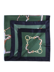 Green scarf 90x90cm in REINS printed silk