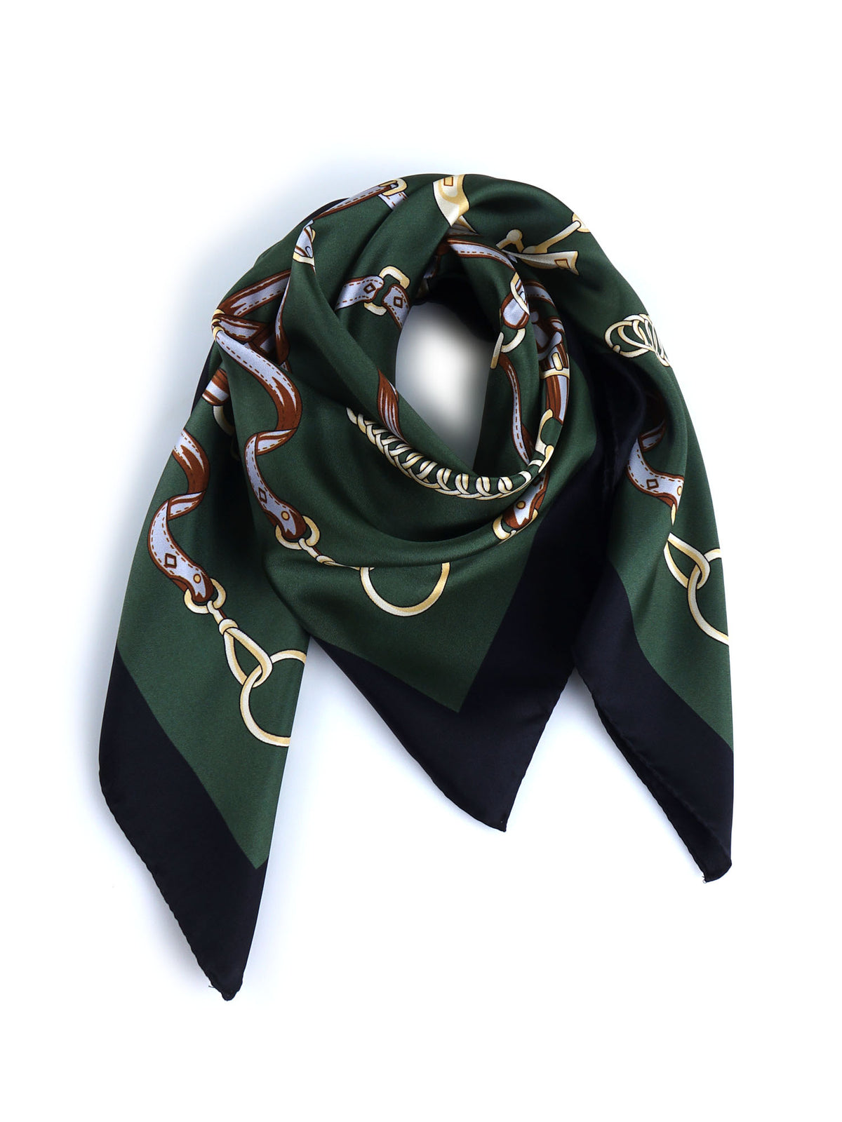 Green scarf 90x90cm in REINS printed silk