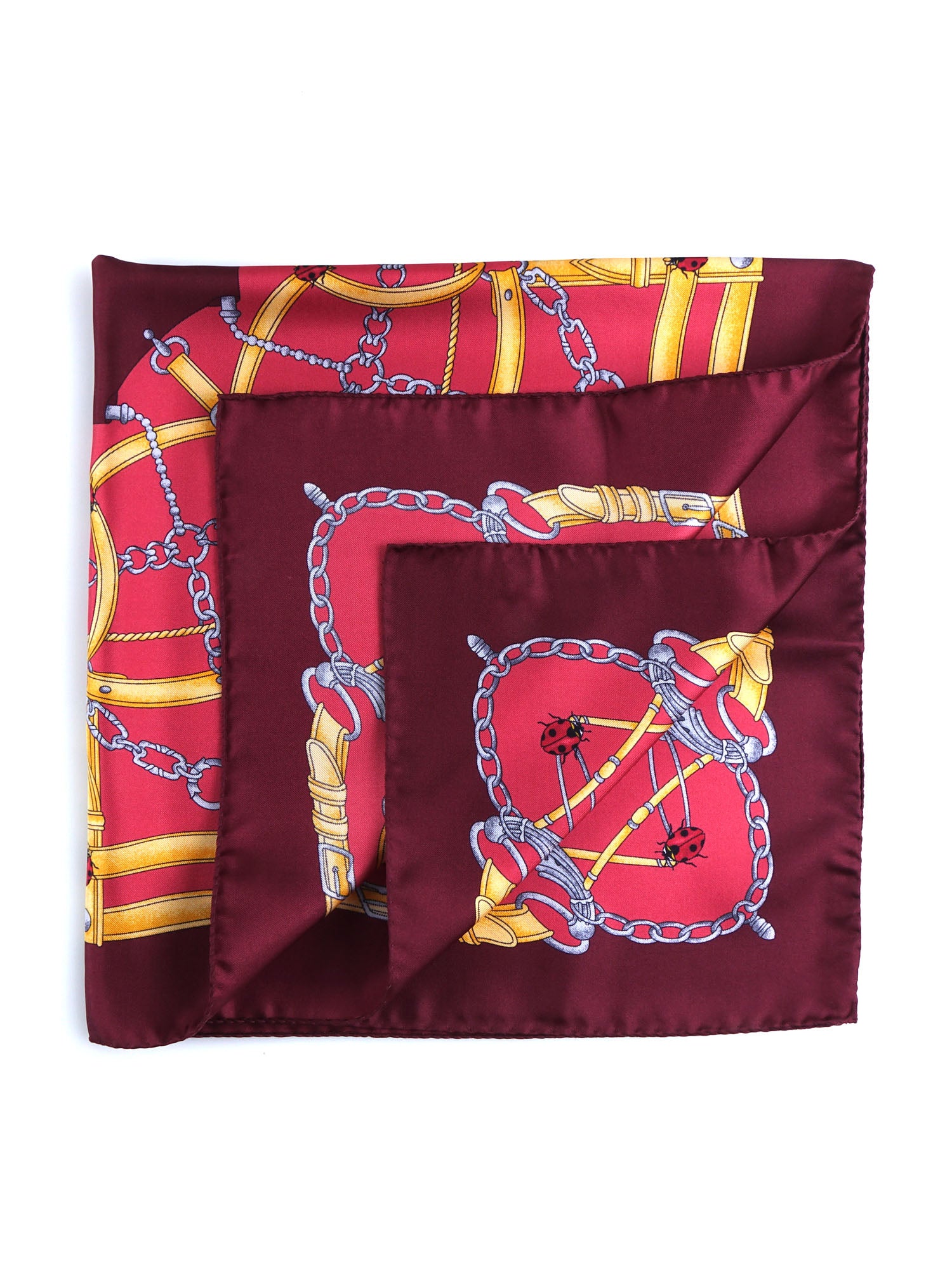 Foulard bordeaux 70x70cm in seta stampata LADY BUGS