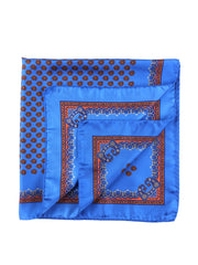 Foulard blu elettrico 70x70cm in seta stampata PIOGGIA