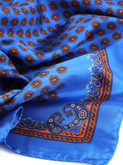 Foulard blu elettrico 70x70cm in seta stampata PIOGGIA