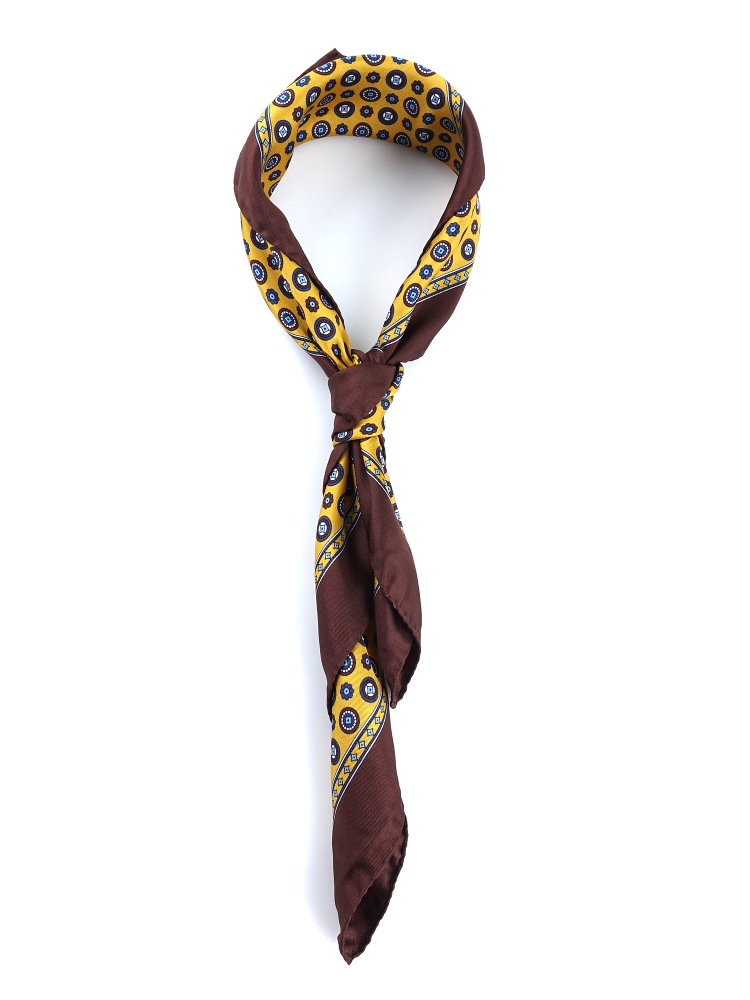 Foulard giallo 70x70cm in seta stampata SKINNER