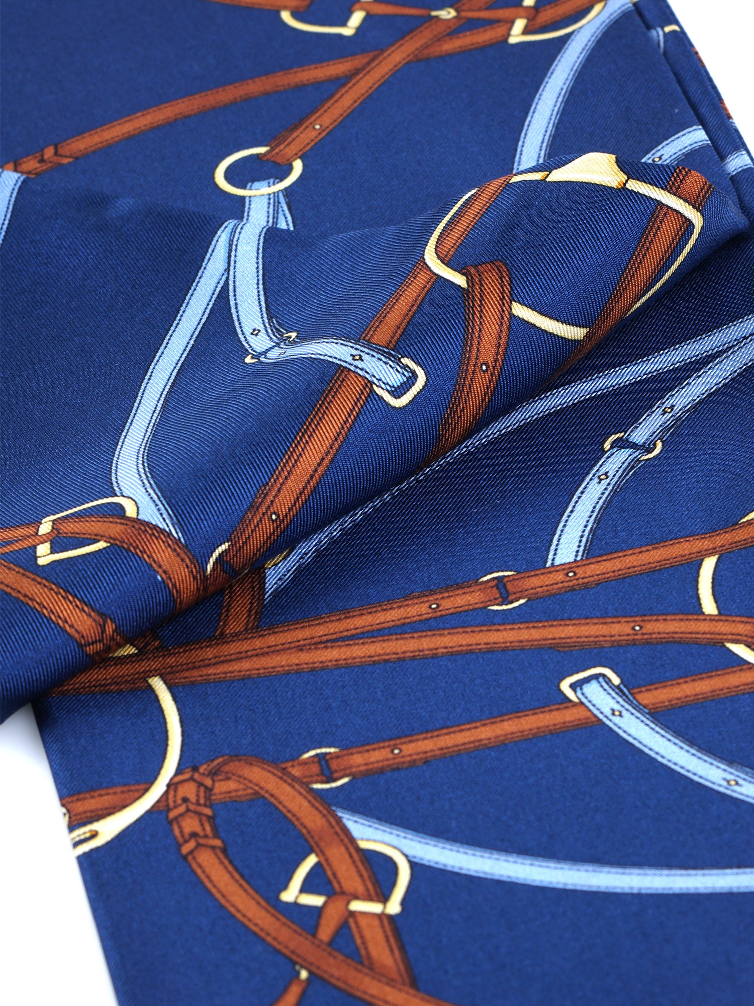 Blue twilly scarf in pure silk printed REINS