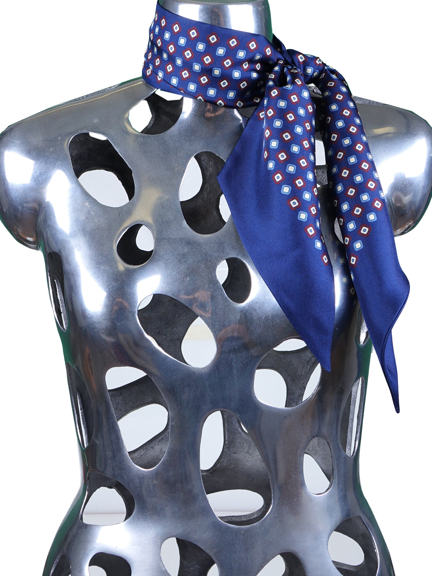 Foulard twilly blu in seta stampata CAREN