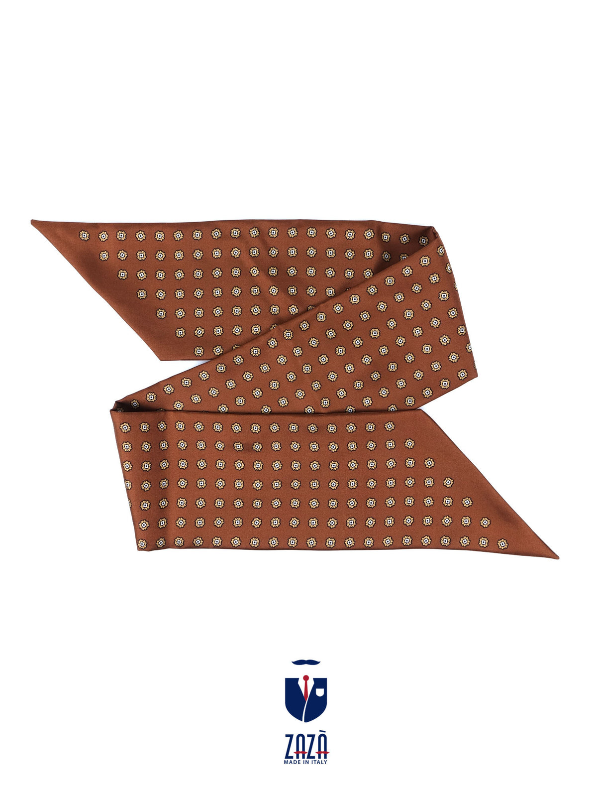 Foulard twilly marrone in seta stampata DIANA