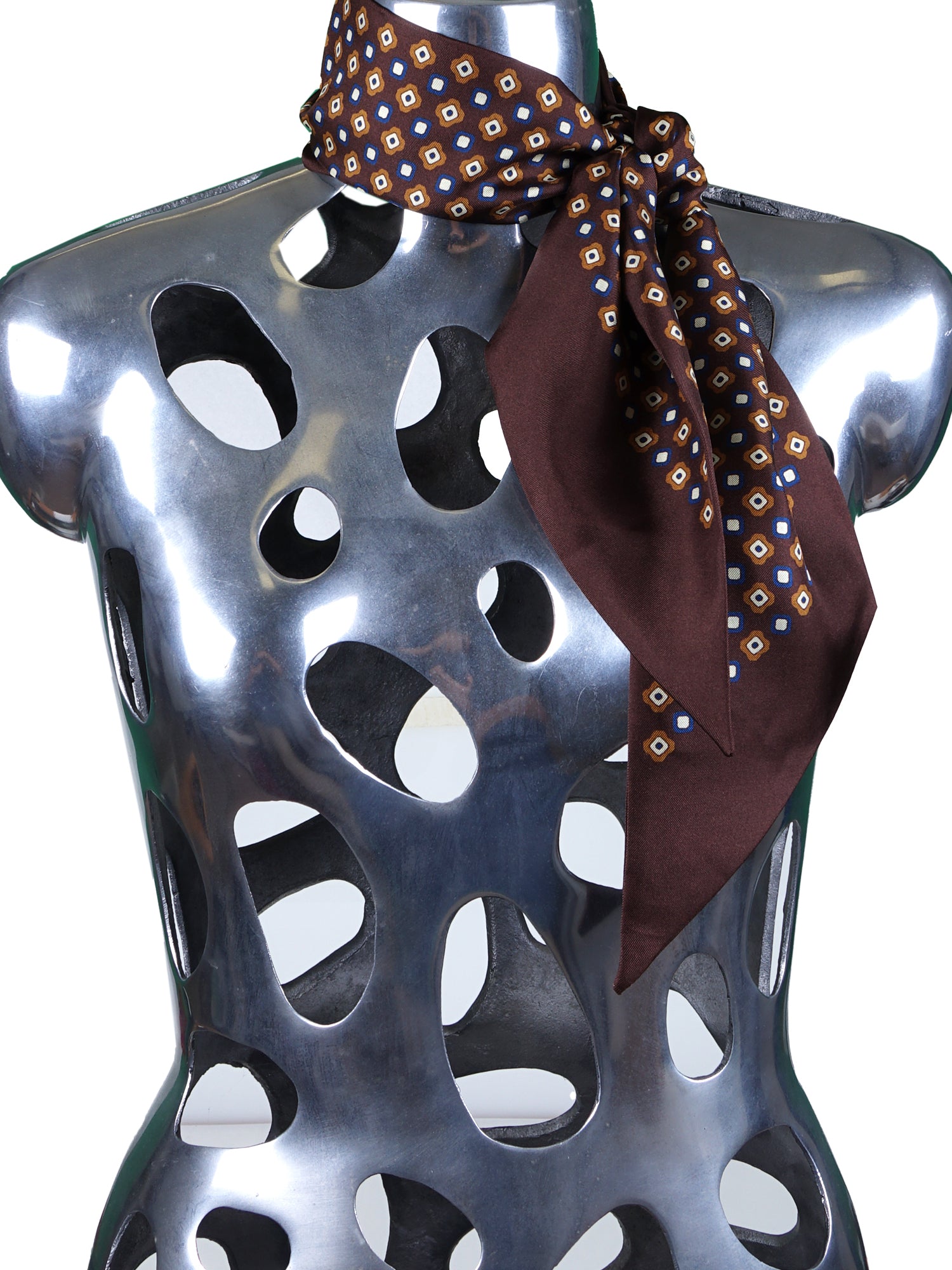 CAREN brown twilly printed silk scarf