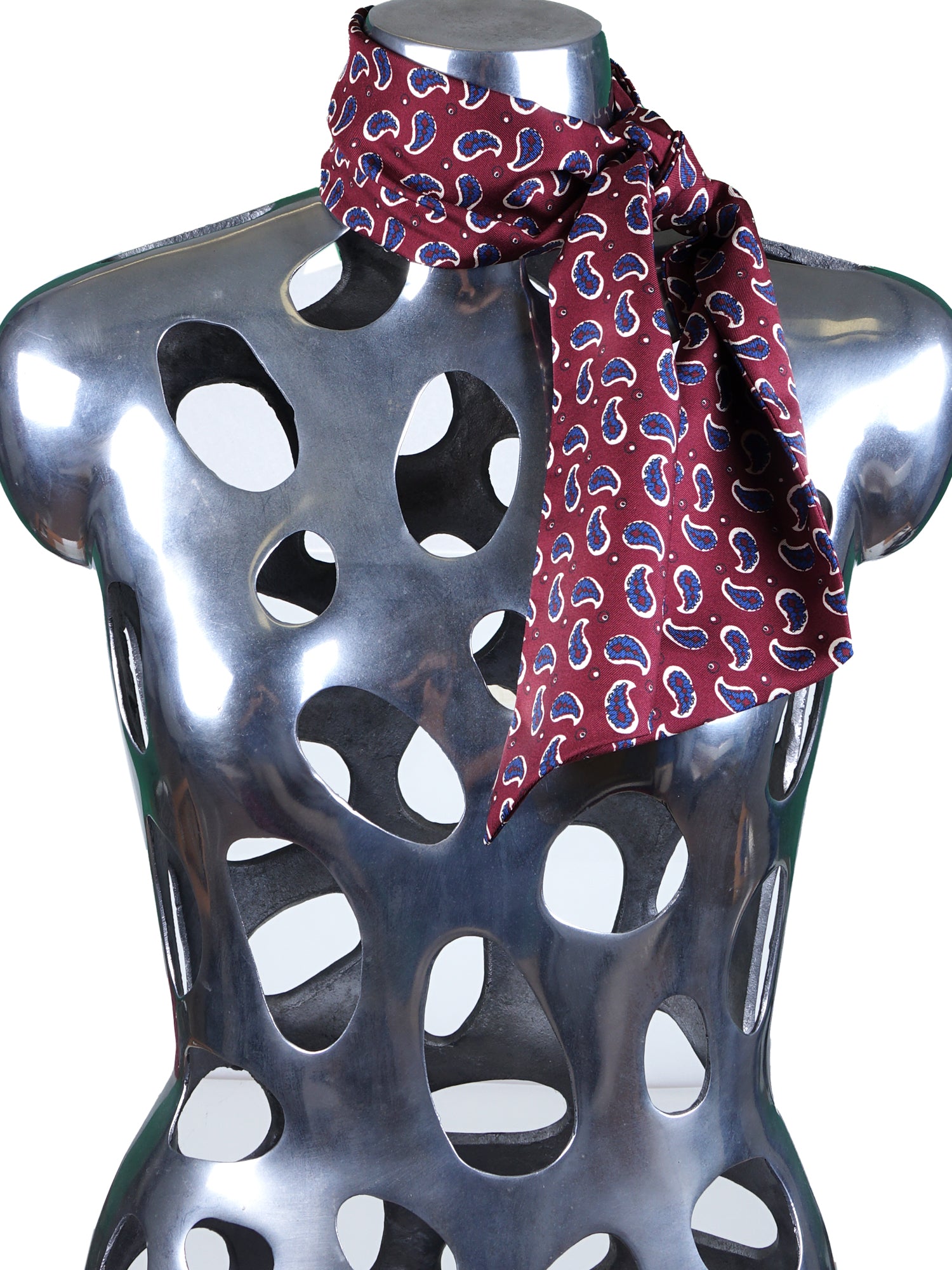 Burgundy twilly scarf in English printed silk FRANGY