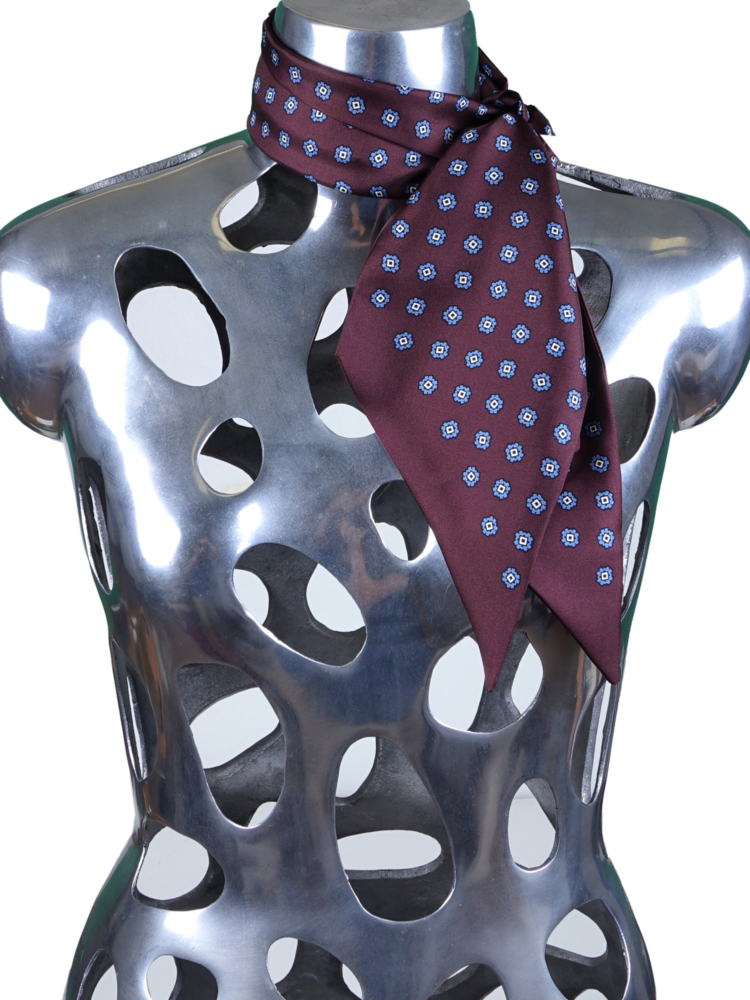 Burgundy twilly scarf in DIANA printed silk