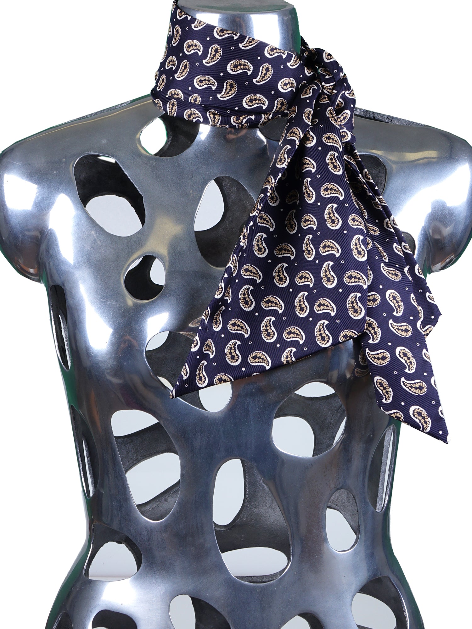 Foulard twilly blu scuro in seta stampata inglese FRANGY