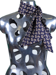 Foulard twilly blu scuro in seta stampata inglese FRANGY