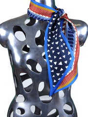 Electric blue twilly scarf in DOTTIE printed silk