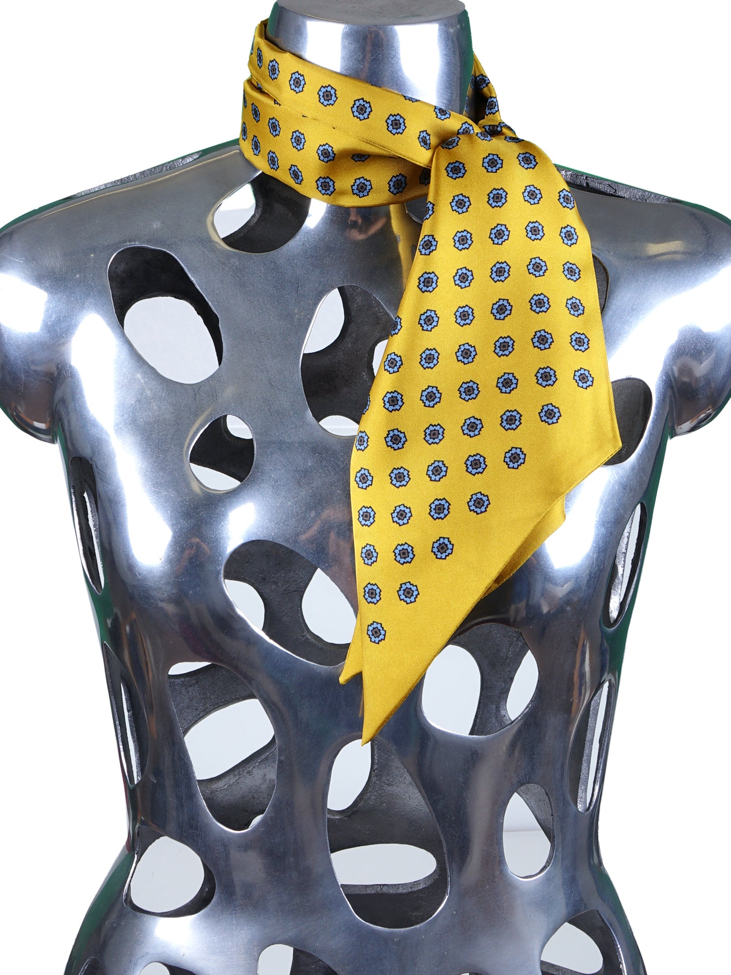 Yellow twilly scarf in printed silk DIANA