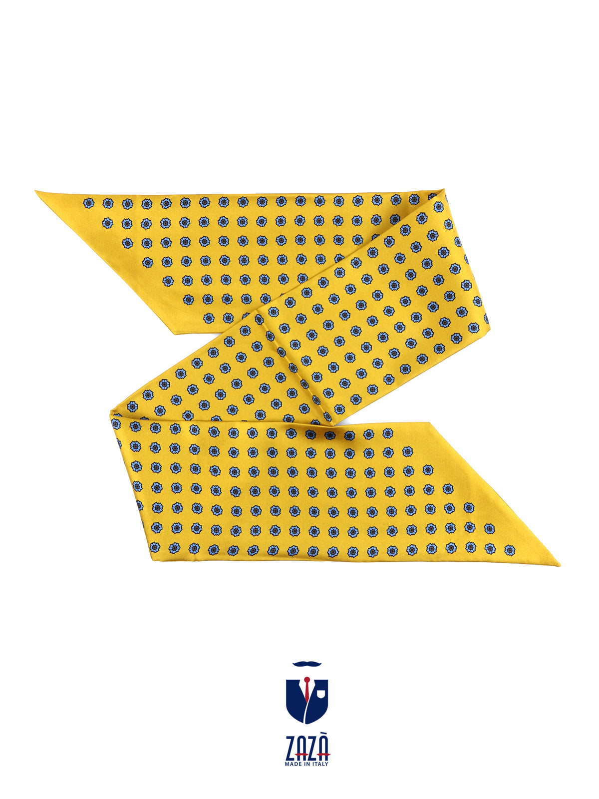 Yellow twilly scarf in printed silk DIANA