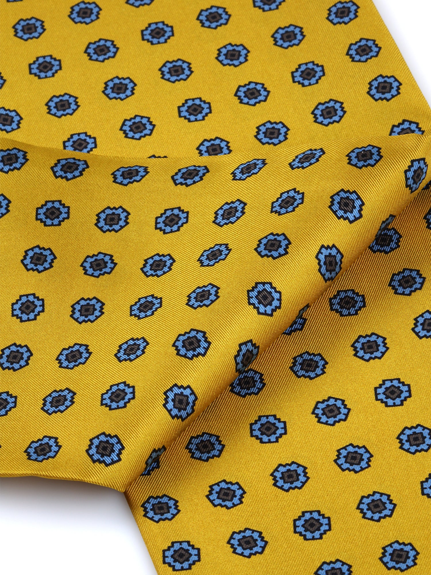 Yellow twilly scarf in printed silk DIANA