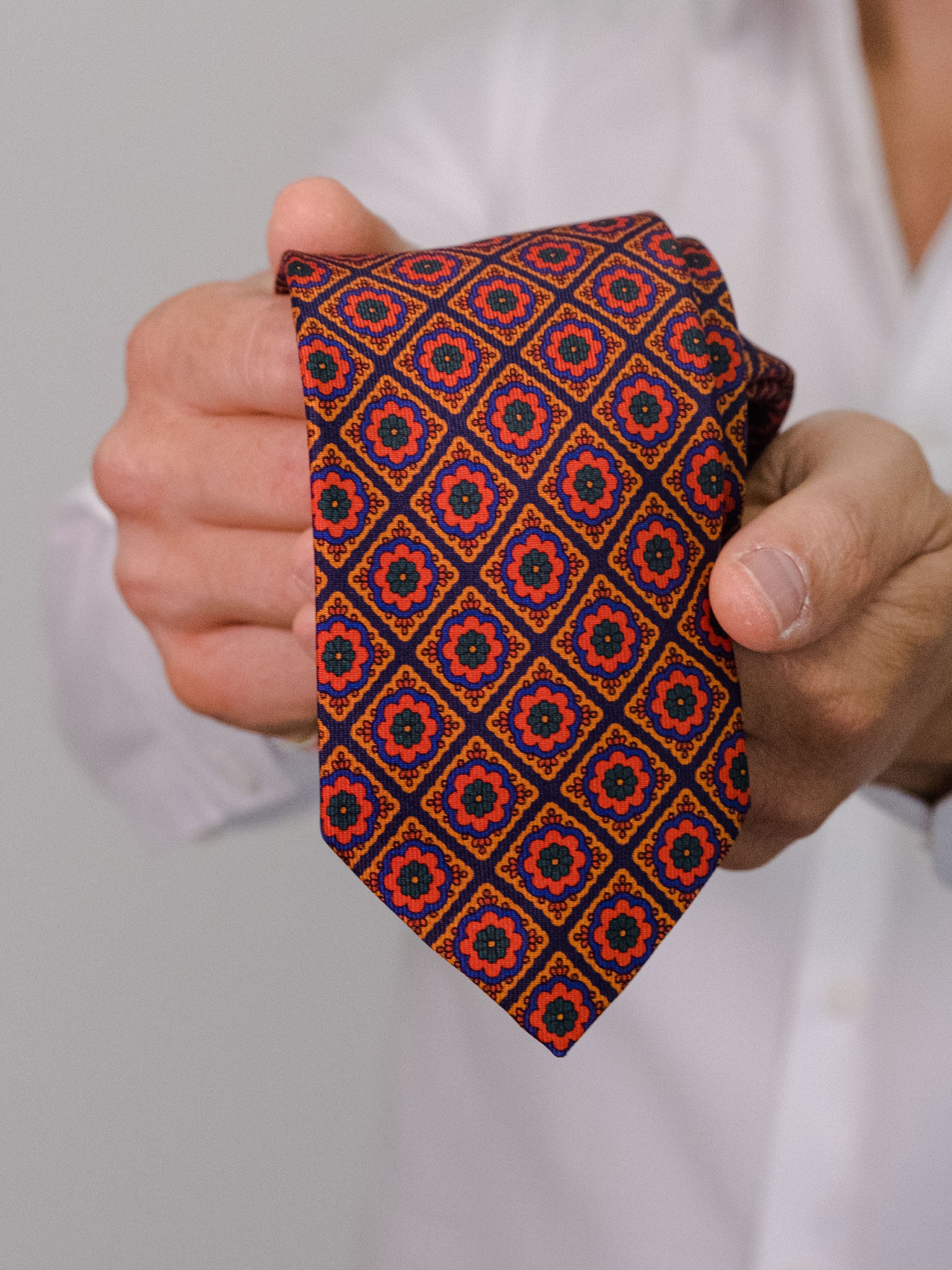 DASTINY 3 Fold Blue/Yellow Madder Silk Tie