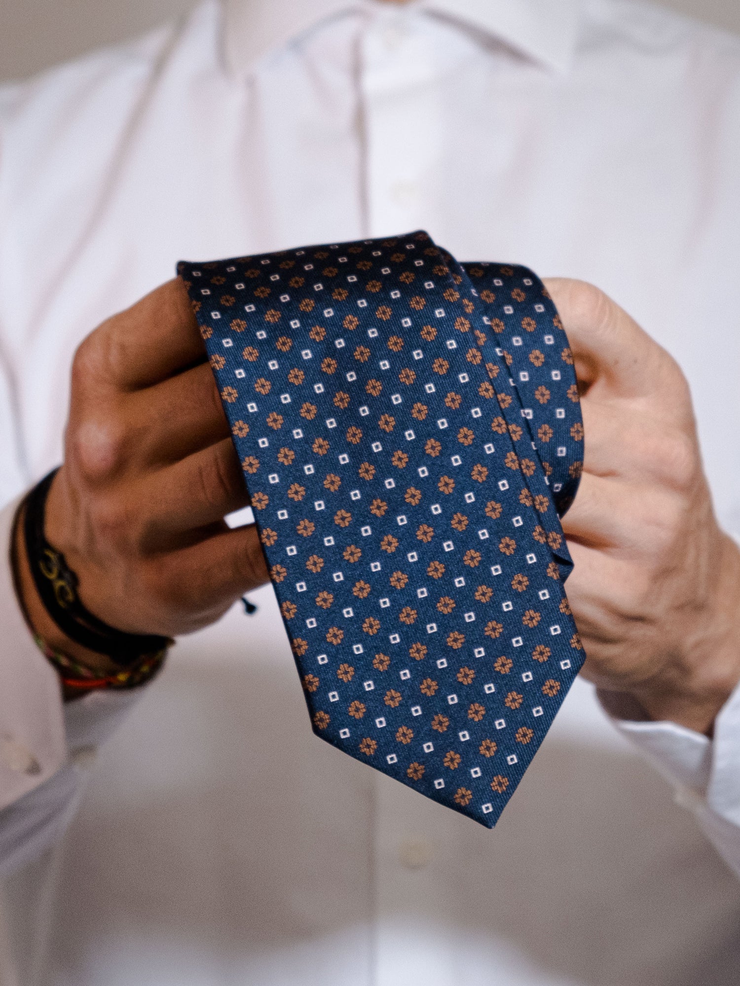 SAVERY 3 Fold Black Tie in Luxury Printed Silk