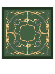 Green scarf 90x90cm in REINS printed silk