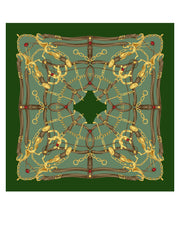 Green scarf 90x90cm in LADY BUGS printed silk