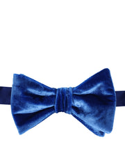 Women's light blue bow tie already knotted in silk and viscose velvet CONRAD