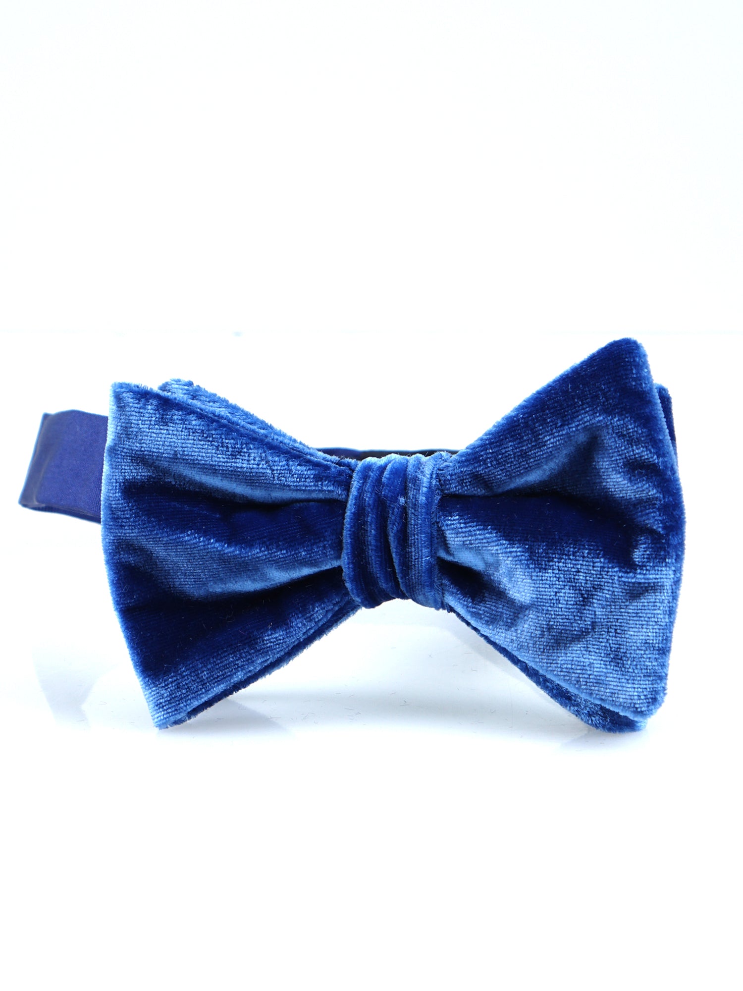 Women's light blue bow tie already knotted in silk and viscose velvet CONRAD