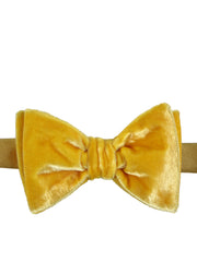 Women's gold bow tie already knotted in silk and viscose velvet CONRAD