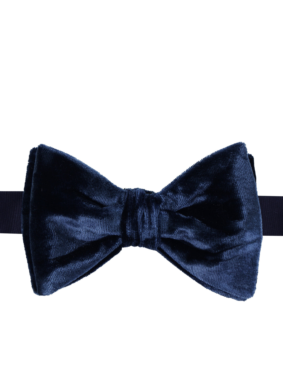 Navy Blue Bow Tie Already Knotted in Silk and Viscose Velvet CONRAD