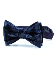 Navy Blue Bow Tie Already Knotted in Silk and Viscose Velvet CONRAD