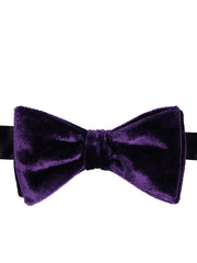 Purple bow tie already knotted in silk and viscose velvet CONRAD