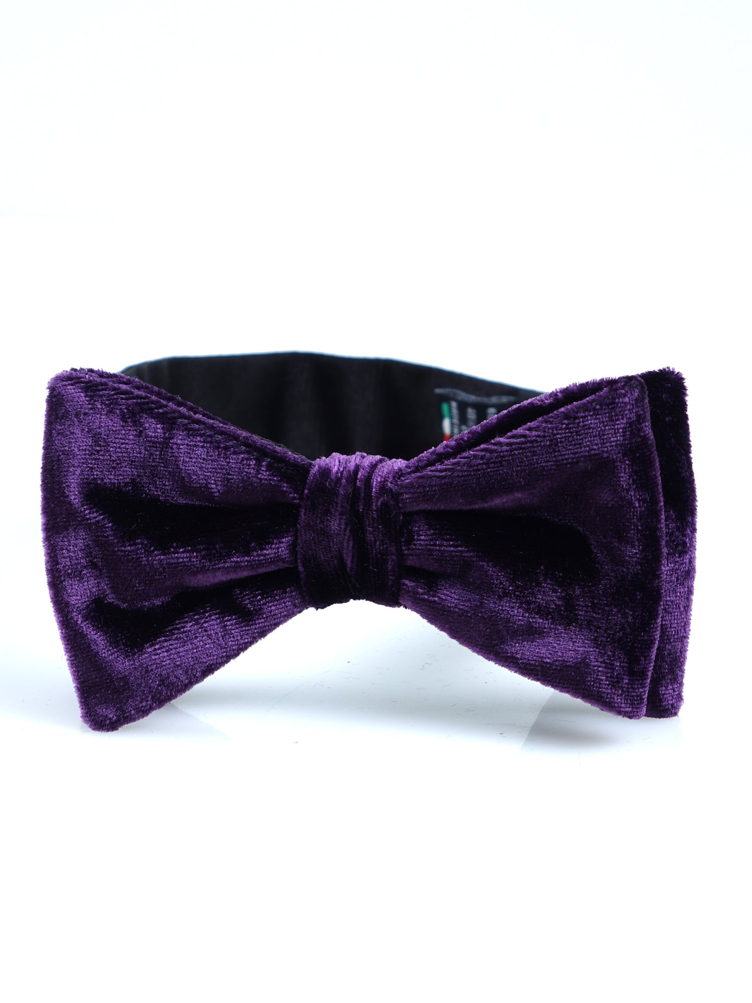 Purple bow tie already knotted in silk and viscose velvet CONRAD