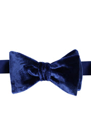 CONRAD pre-tied blue avion silk and viscose velvet bow tie