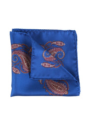 ROSITA Printed Silk Air Force Blue Pocket Square