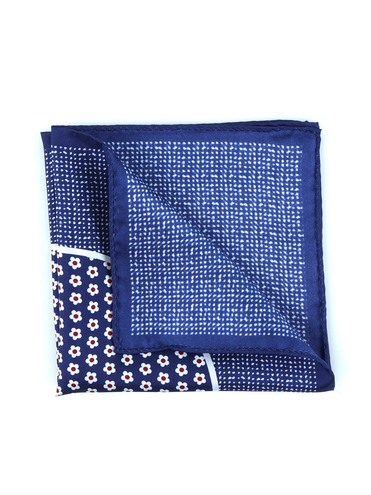 NETTUNO blue printed silk pocket square