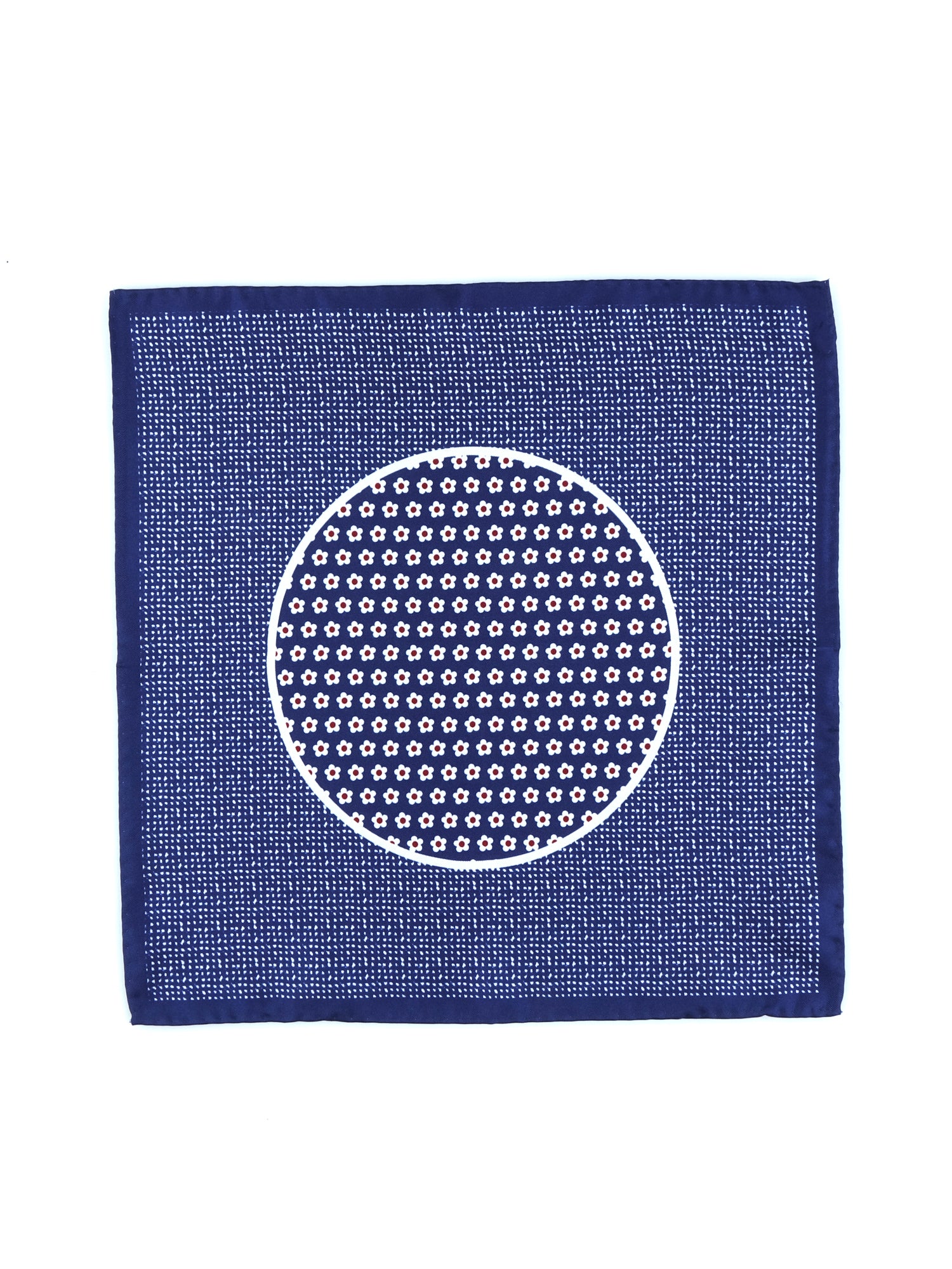 NETTUNO blue printed silk pocket square