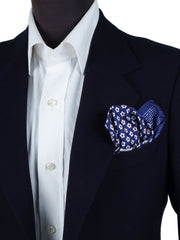 NETTUNO blue printed silk pocket square