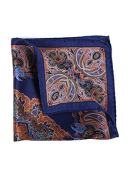 EMOTION blue printed silk pocket square